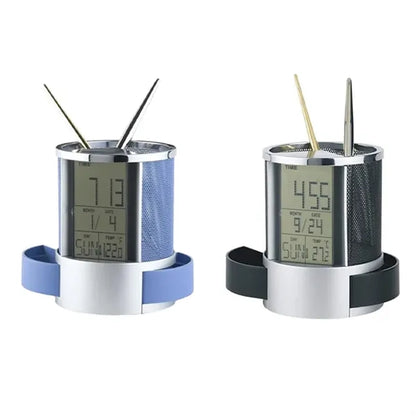 Multifunctional Digital Desk Clock with Display & Pen Holder