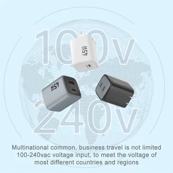45W Dual Port USB C Fast Charger Block