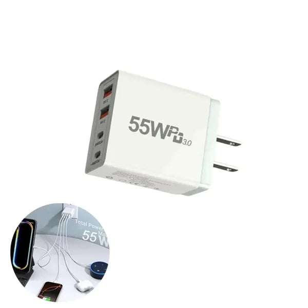 55W 4-Port USB C Fast Charger Block