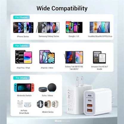 55W 4-Port USB C Fast Charger Block