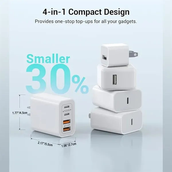 55W 4-Port USB C Fast Charger Block