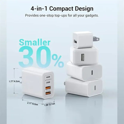 55W 4-Port USB C Fast Charger Block