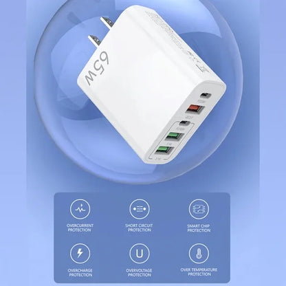 65W 5-Port USB C Fast Charger Block