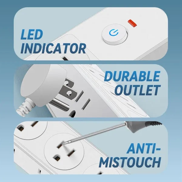 5ft Surge Protector Power Strip with 6 AC Outlet 3 USB