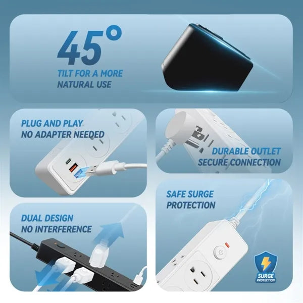 5ft Surge Protector Power Strip with 6 AC Outlet 3 USB