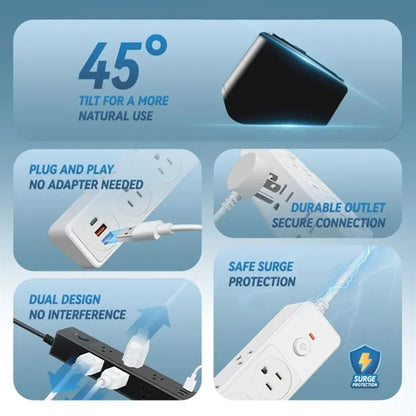 5ft Surge Protector Power Strip with 6 AC Outlet 3 USB