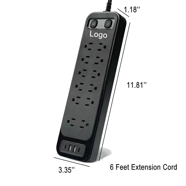 6ft Surge Protector Power Strip with 12 AC Outlet 4 USB