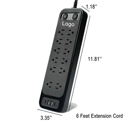 6ft Surge Protector Power Strip with 12 AC Outlet 4 USB