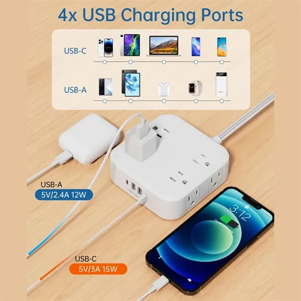 5ft Surge Protector Power Strip with 8 AC Outlet 4 USB