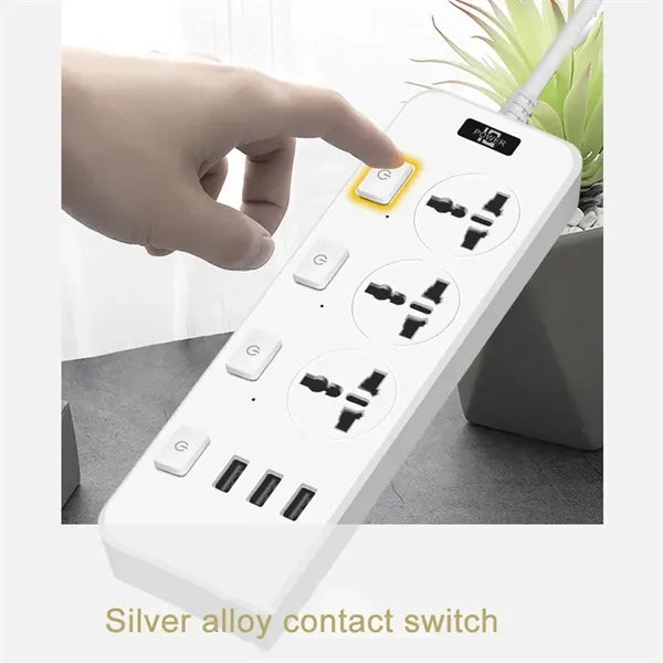 6.6ft Power Strip 3 AC Outlet 3 USB with independent switch