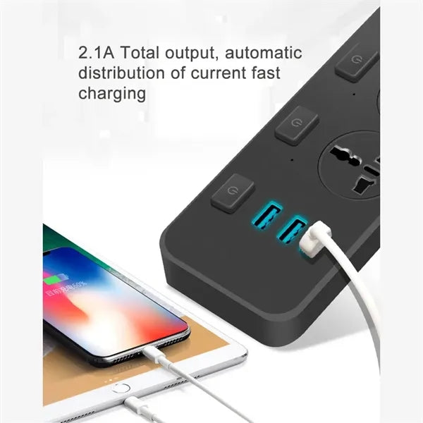 6.6ft Power Strip 3 AC Outlet 3 USB with independent switch