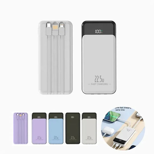 10000mAh 22.5W Power Bank with 3 Built in Cables