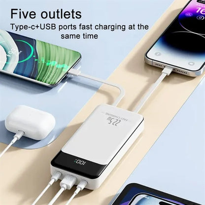10000mAh 22.5W Power Bank with 3 Built in Cables