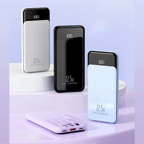 10000mAh 22.5W Power Bank with 3 Built in Cables