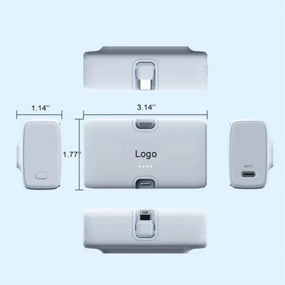 5000mAh Capsule Power Bank with 2 Built-in Connector