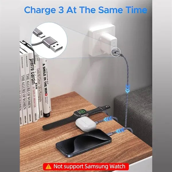 4FT Upgraded 3 in 2 Fast Charging Cable for Multi divices