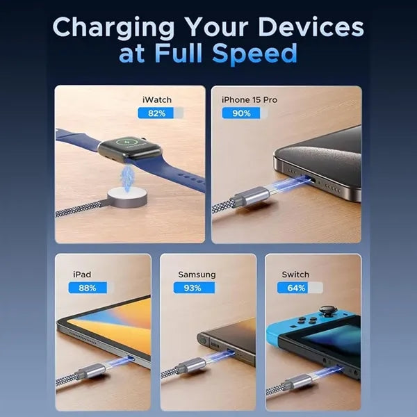 4FT Upgraded 3 in 2 Fast Charging Cable for Multi divices