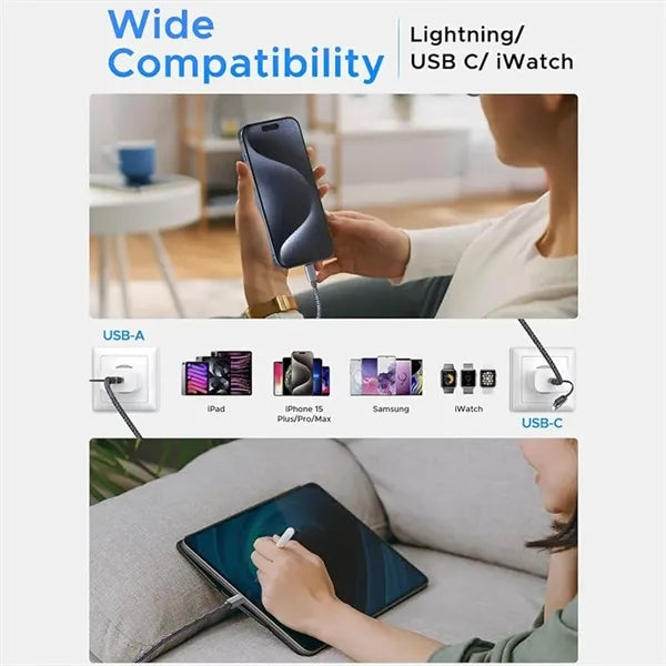 4FT Upgraded 3 in 2 Fast Charging Cable for Multi divices