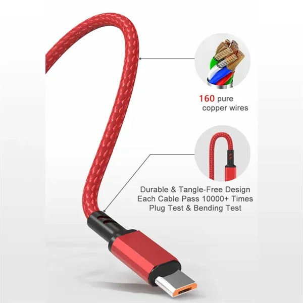 4FT Upgraded 3 in 1 Fast Charging Cable for Multi divices