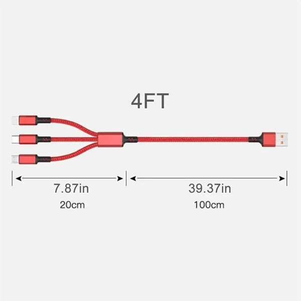 4FT Upgraded 3 in 1 Fast Charging Cable for Multi divices