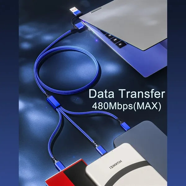 4FT Upgraded 3 in 2 Charging Cable with Data Transfe