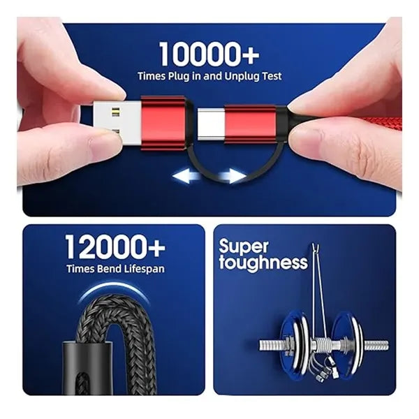 4FT Upgraded 3 in 2 Charging Cable with Data Transfe