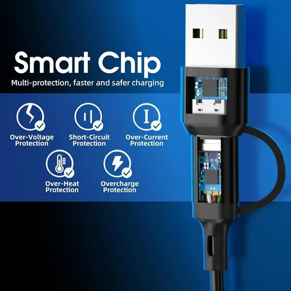 4FT Upgraded 3 in 2 Charging Cable with Data Transfe
