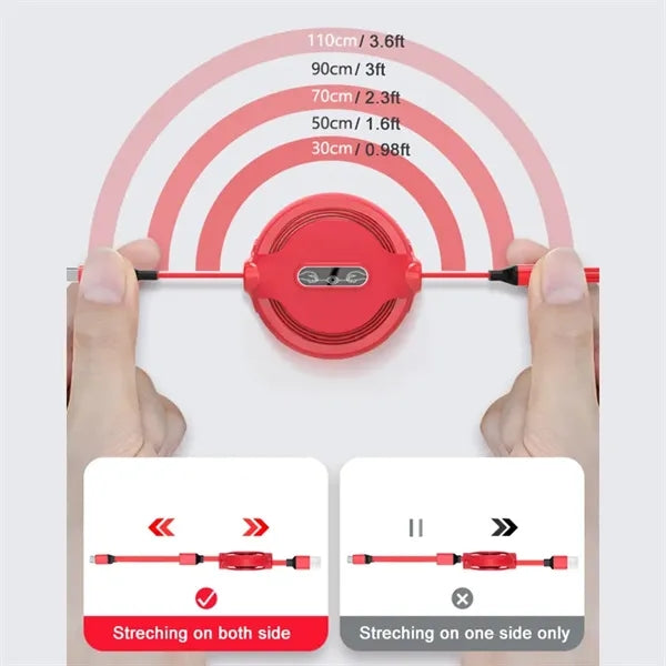 3.6FT Retractable 3 in 1 Fast Charger Cord
