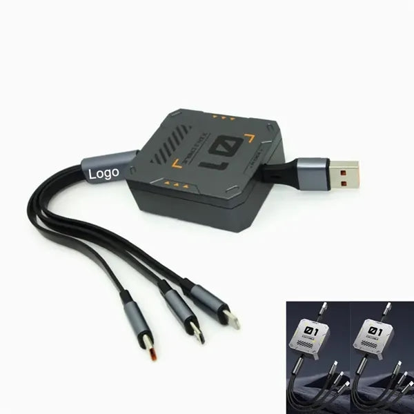 4FT Retractable 3 in 1 Fast Charger Cord