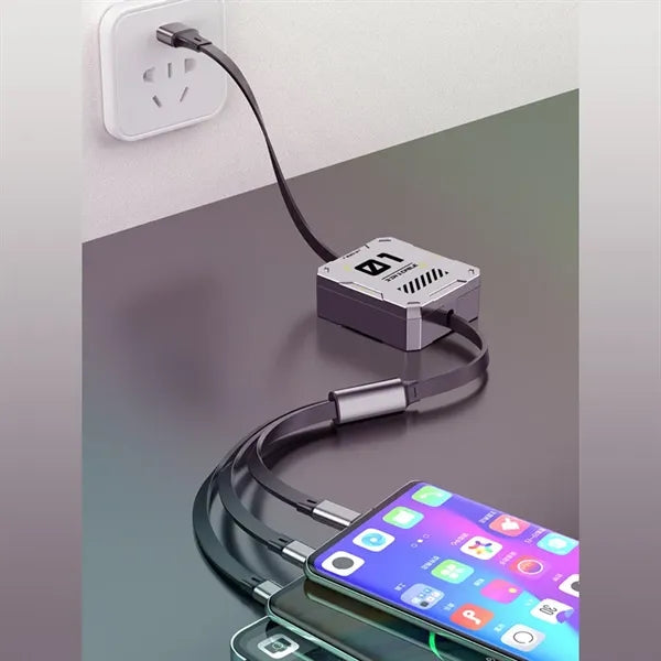 4FT Retractable 3 in 1 Fast Charger Cord