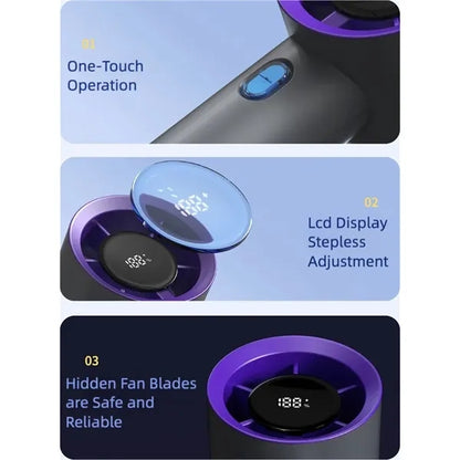 Portable Hand Fan with LED Display 2000mAh