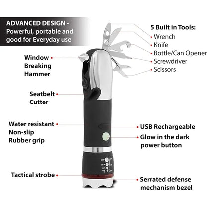 Ultra Bright Flashlight With Multi Emergency Tool "