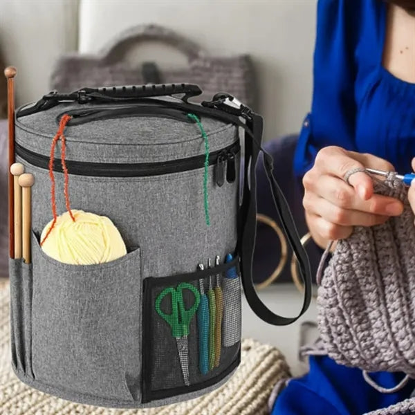 Portable Knitting Storage Bag with Yarn Organizer