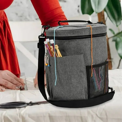 Portable Knitting Storage Bag with Yarn Organizer