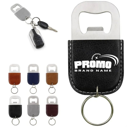 Leather Keychain Bottle Opener with Stainless Steel