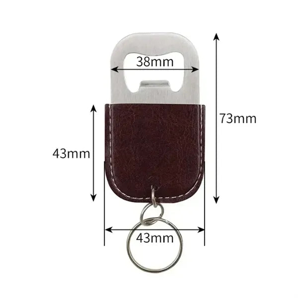 Leather Keychain Bottle Opener with Stainless Steel
