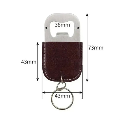 Leather Keychain Bottle Opener with Stainless Steel