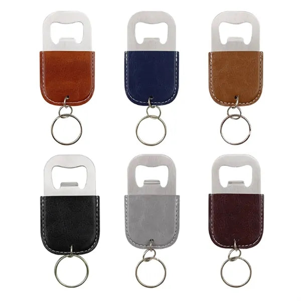Leather Keychain Bottle Opener with Stainless Steel
