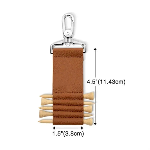 Leather Golf Tee Holder with Carabiner Clip