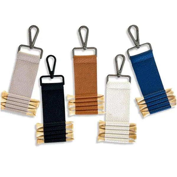 Leather Golf Tee Holder with Carabiner Clip