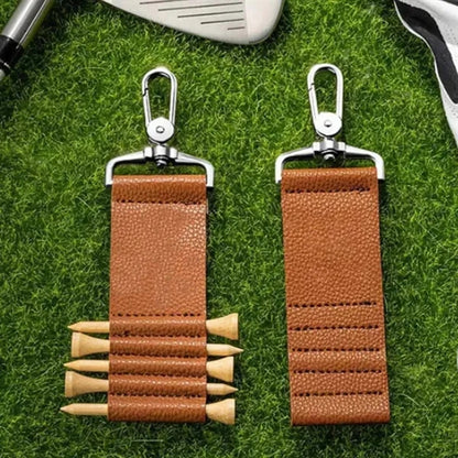Leather Golf Tee Holder with Carabiner Clip