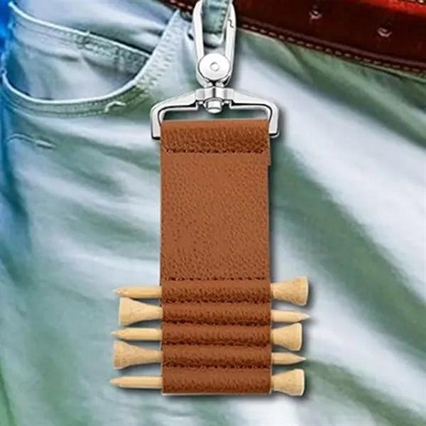 Leather Golf Tee Holder with Carabiner Clip