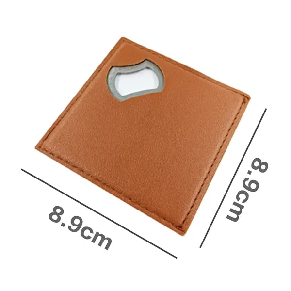 Leather Coaster with Built-in Bottle Opener