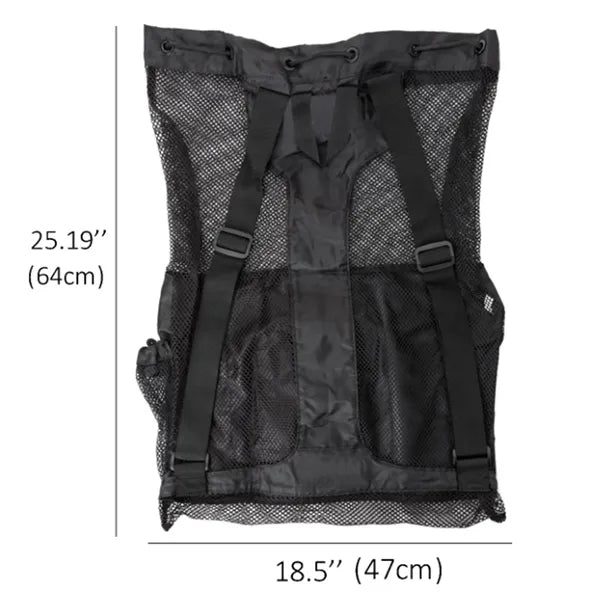Mesh Drawstring Backpack With Front Pocket For Beach Gym