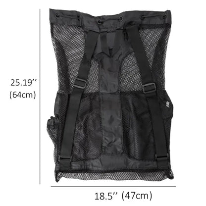 Mesh Drawstring Backpack With Front Pocket For Beach Gym