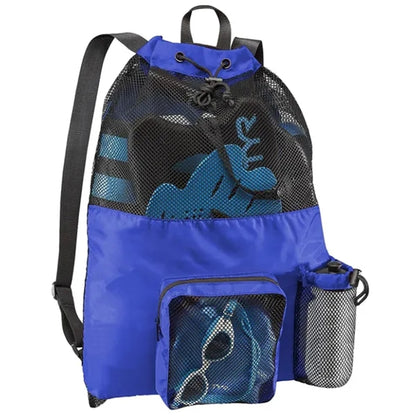 Mesh Drawstring Backpack With Front Pocket For Beach Gym