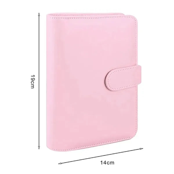 A6 PU Leather 6-Ring Binder Planner with Snap Closure