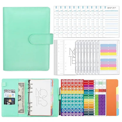 A6 PU Leather 6-Ring Binder Planner with Snap Closure