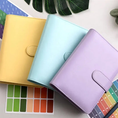 A6 PU Leather 6-Ring Binder Planner with Snap Closure