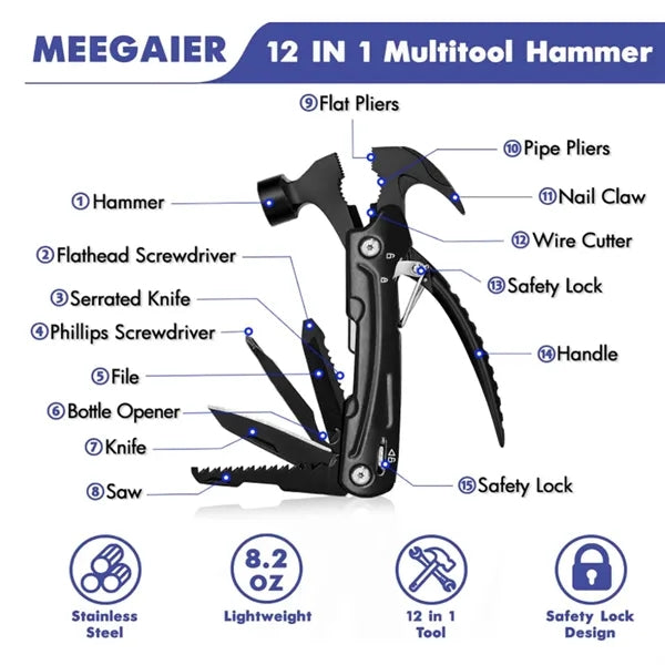Multifunction Emergency Hammer Tool With Pliers Saw Knife